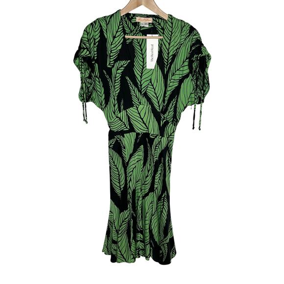 Mara Hoffman Dresses & Skirts - Mara Hoffman Womens 100% Silk Dress Small Black Green Tropical Leaf Print V Neck
